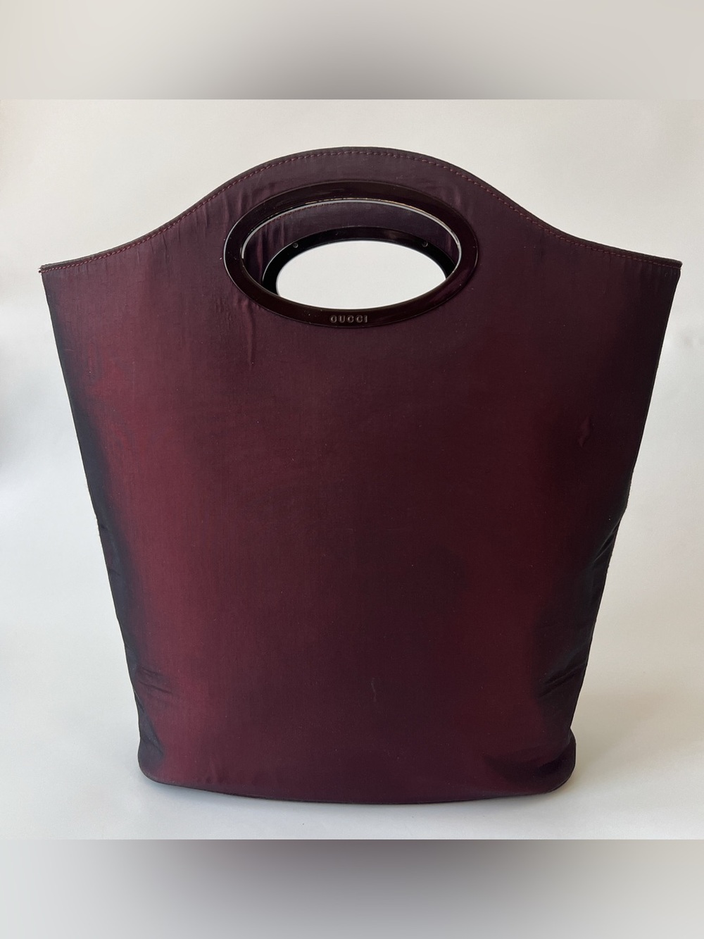 Gucci Handbag Satin iridescent Burgundy Tote Bag